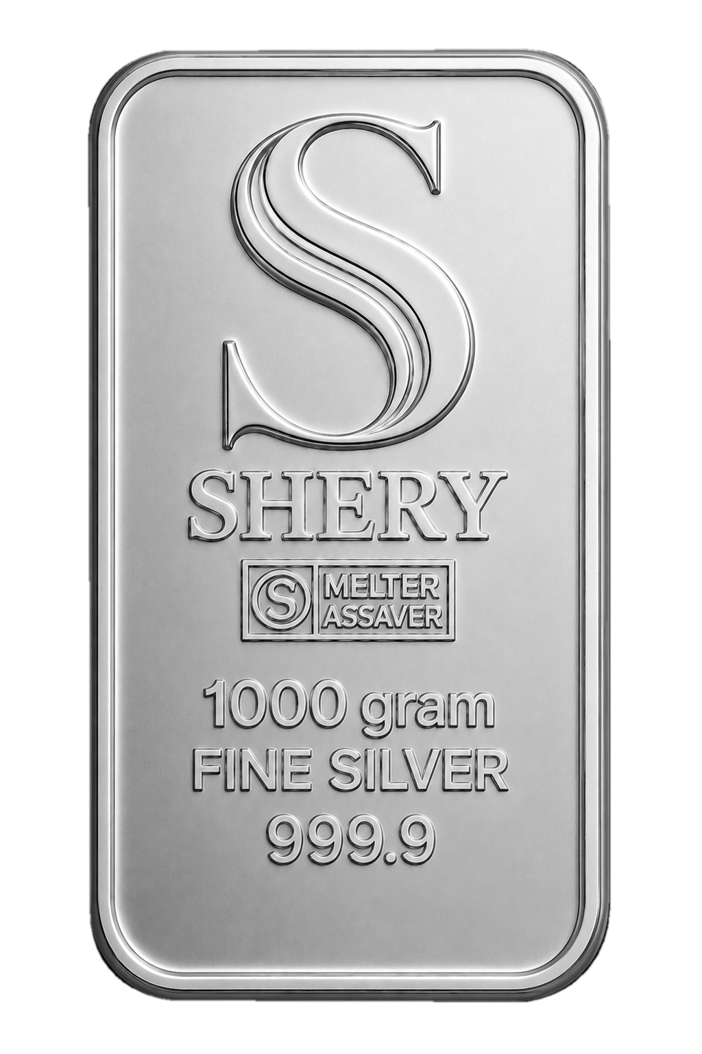 SHERY 1000 г — слиток серебра, лицевая сторона